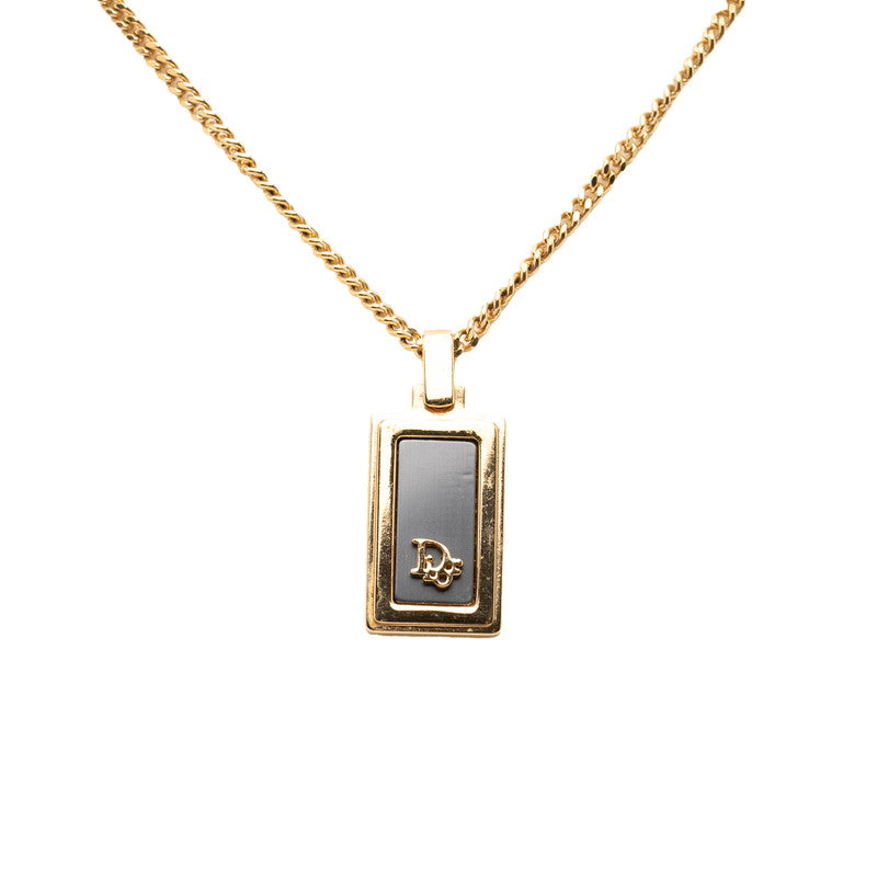 ディオール CDロゴ ネックレス ゴールド ブラック メッキ レディース Dior 【中古】
