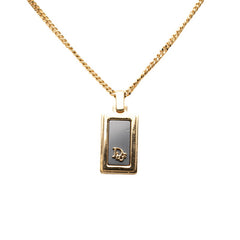 ディオール CDロゴ ネックレス ゴールド ブラック メッキ レディース Dior 【中古】