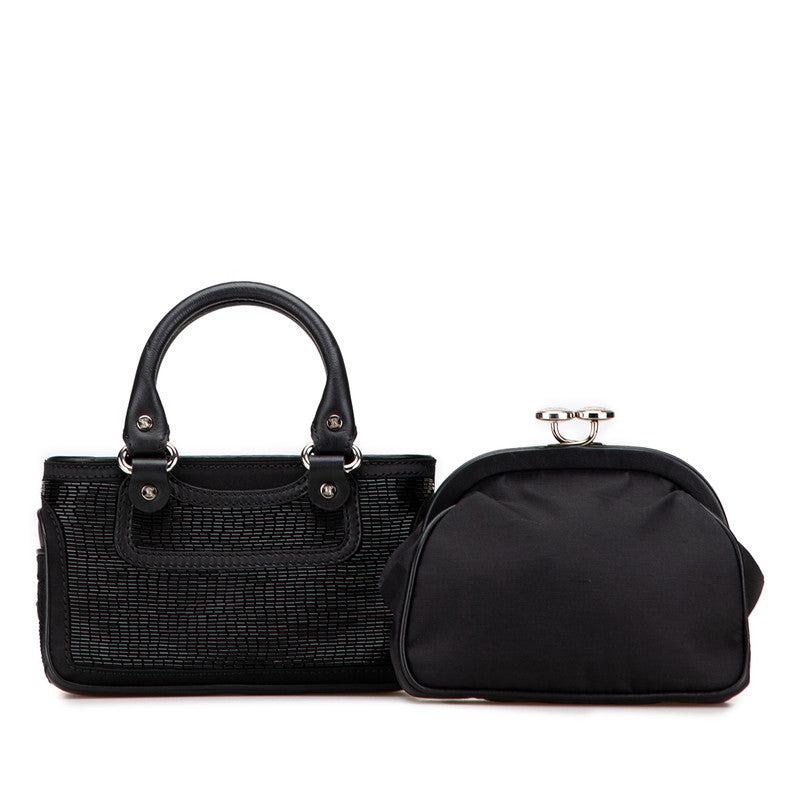 セリーヌ ブギーバッグ ハンドバッグ ブラック ビーズ レザー レディース CELINE 【中古】