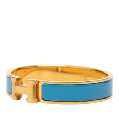 エルメス クリックH PM ブレスレット バングル ゴールド ブルー メッキ レディース HERMES 【中古】