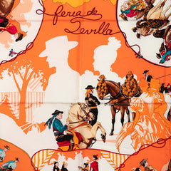 エルメス カレ90 Feria de sevilla セビリアの休日 スカーフ オレンジ マルチカラー シルク レディース HERMES 中古