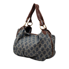 セリーヌ パリマカダム ショルダーバッグ ブルー ブラウン デニム レザー レディース CELINE 【中古】