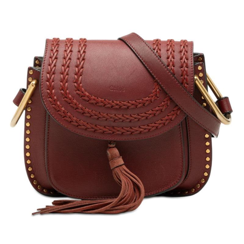 クロエ ハドソン タッセル 斜め掛け ショルダーバッグ ワインレッド ゴールド レザー メッキ レディース Chloe 【中古】