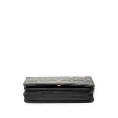 シャネル ココマーク スタッズ チェーンウオレット ショルダーバッグ ブラック カーフスキン レディース CHANEL 【中古】
