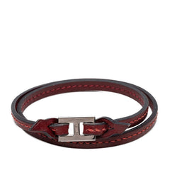 エルメス ティレット 2連 ブレスレット ワインレッド レザー レディース HERMES 【中古】