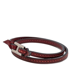 エルメス ティレット 2連 ブレスレット ワインレッド レザー レディース HERMES 【中古】