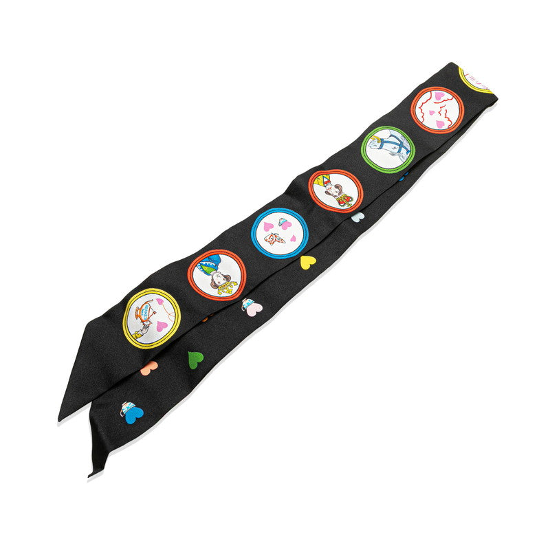 エルメス ツイリー Tea Time ティータイム スカーフ ブラック ホワイト マルチカラー シルク レディース HERMES 【中古】