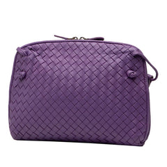 ボッテガヴェネタ イントレチャート 斜め掛け ショルダーバッグ パープル レザー レディース BOTTEGAVENETA 【中古】