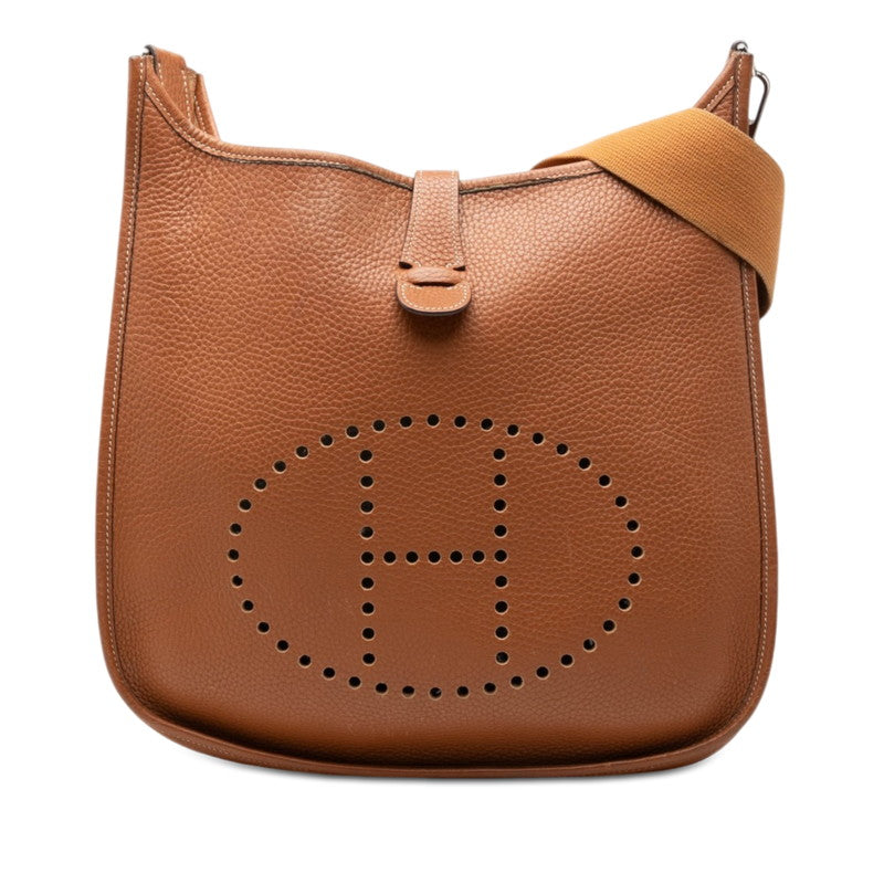 エルメス エブリン2 GM 斜め掛け ショルダーバッグ ゴールド ブラウン トリヨンクレマンス レディース HERMES 【中古】
