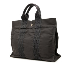 エルメス エールラインPM トートバッグ ハンドバッグ グレー キャンバス レディース HERMES 中古