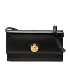 ブルガリ ロゴ ショルダーバッグ ブラック レザー レディース BVLGARI 中古
