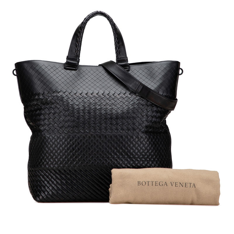 ボッテガヴェネタ イントレチャート ショルダーバッグ トートバッグ 2WAY ブラック レザー レディース BOTTEGAVENETA 【中古】