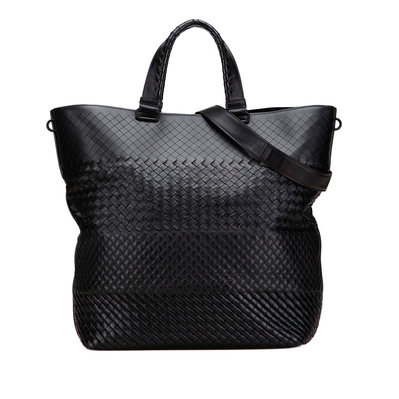 ボッテガヴェネタ イントレチャート ショルダーバッグ トートバッグ 2WAY ブラック レザー レディース BOTTEGAVENETA 【中古】