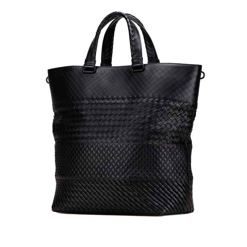 ボッテガヴェネタ イントレチャート ショルダーバッグ トートバッグ 2WAY ブラック レザー レディース BOTTEGAVENETA 【中古】