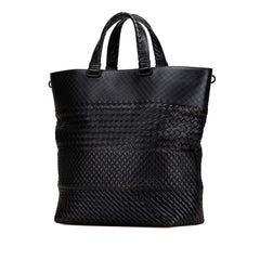 ボッテガヴェネタ イントレチャート ショルダーバッグ トートバッグ 2WAY ブラック レザー レディース BOTTEGAVENETA 【中古】