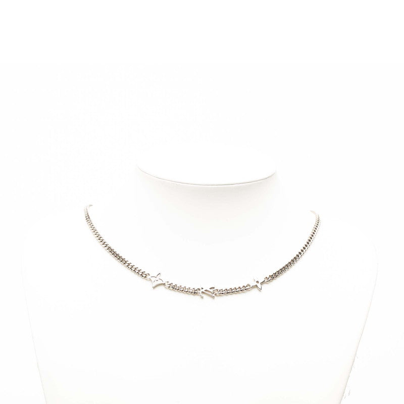 ルイ ヴィトン ネックレス モノグラム ロウ フラワー モチーフ チェーン ネックレス M01490 シルバー メタル レディース LOUIS VUITTON 【中古】