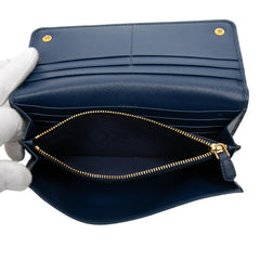 プラダ 二つ折り 長財布 1M1132 ブルー サフィアーノレザー レディース PRADA 【中古】