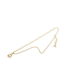 ディオール ダブルサークル CDロゴ チェーン ネックレス ペンダント ゴールド メッキ レディース Dior 中古