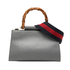 グッチ バンブー パール ハンドバッグ ショルダーバッグ 2WAY 470271 グレー アイボリー レザー レディース GUCCI 【中古】