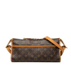 ルイ ヴィトン モノグラム ポパンクール ロン 斜め掛け ショルダーバッグ M40008 ブラウン PVC レザー レディース LOUIS VUITTON 中古