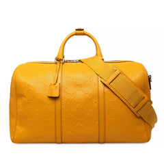 グッチ GGエンボス ボストンバッグ ダッフルバッグ ショルダーバッグ 2WAY 625768 イエロー レザー レディース GUCCI 中古