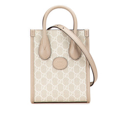 グッチ インターロッキングG GGスプリーム ミニ ショルダーバッグ ハンドバッグ 2WAY 671623 ベージュ PVC レザー レディース GUCCI 【中古】