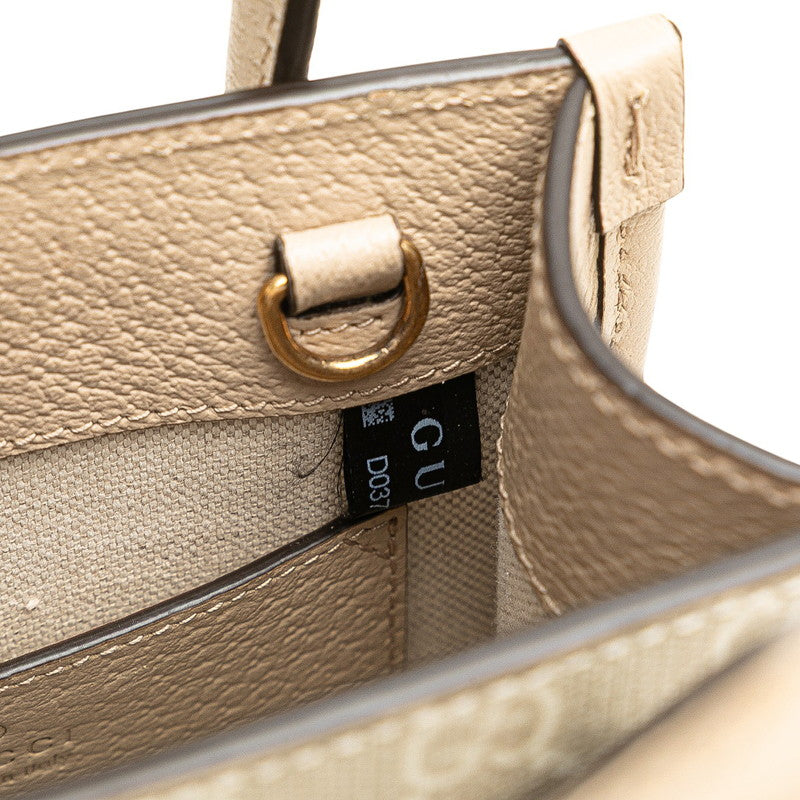 グッチ インターロッキングG GGスプリーム ミニ ショルダーバッグ ハンドバッグ 2WAY 671623 ベージュ PVC レザー レディース GUCCI 【中古】