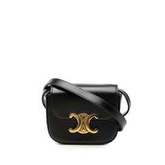 セリーヌ トリオンフ ミニクロード 斜め掛け ショルダーバッグ ポシェット ブラック レザー レディース CELINE 【中古】