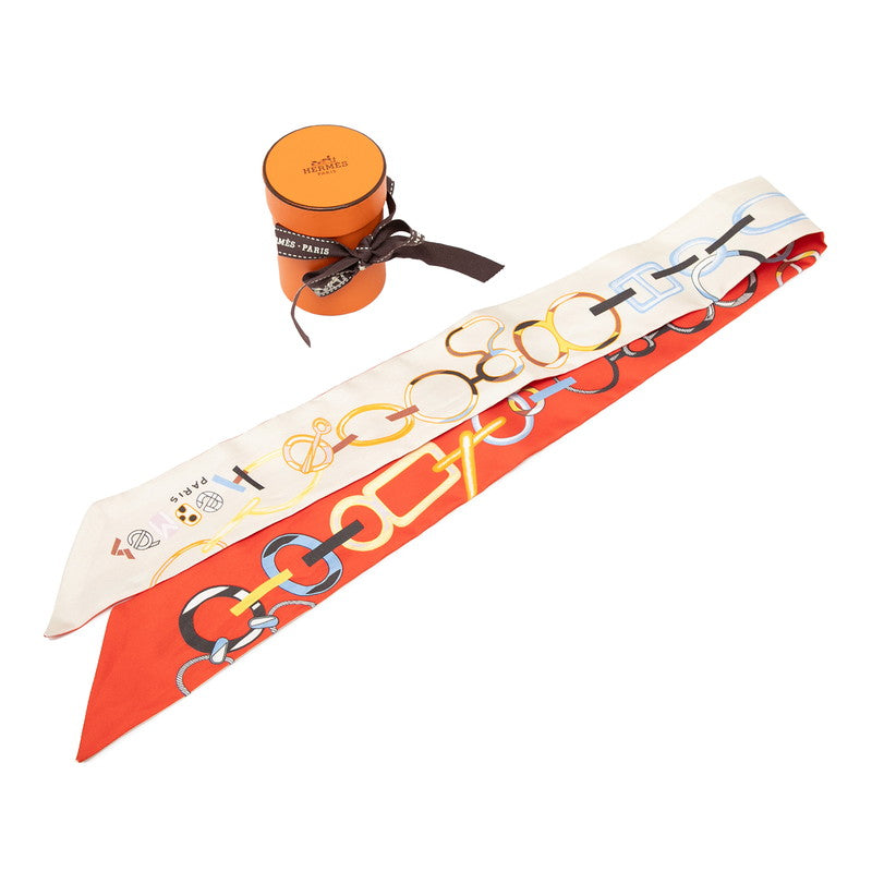 エルメス ツイリー DO RE BOUCLES ド レ ブックル スカーフ オレンジ マルチカラー シルク レディース HERMES 【中古】