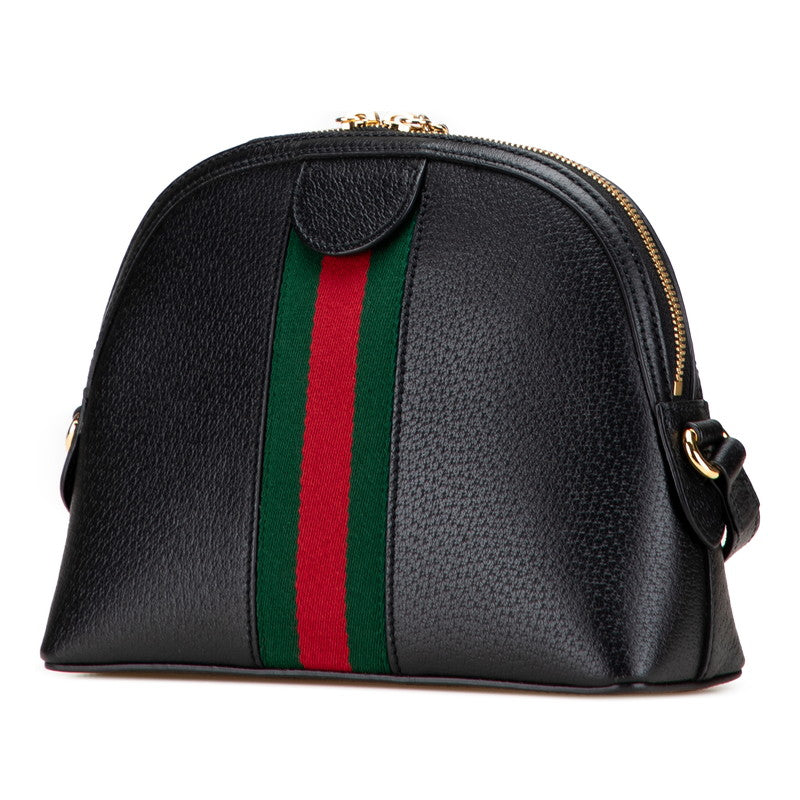 グッチ オフィディア シェリーライン ショルダーバッグ 499621 ブラック レザー レディース GUCCI 【中古】