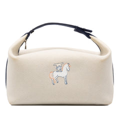 エルメス ブリッド ア ブラックGM カブリオル ハンドバッグ ポーチ アイボリー ネイビー トワルアッシュ レディース HERMES 中古