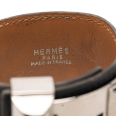 エルメス コリエ ド シアン ブレスレット ブラック シルバー レザー メタル レディース HERMES 【中古】