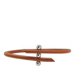 エルメス ルーレットヒル ブレスレット 2連 ブラウン シルバー レザー メタル レディース HERMES 【中古】