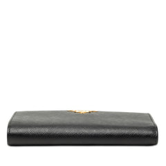 プラダ 二つ折り財布 1ML009 ブラック ピンク サフィアーノレザー レディース PRADA 【中古】