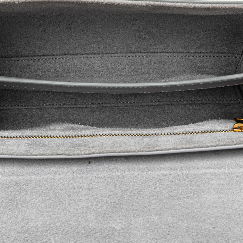 セリーヌ ティーン ソフト16 セーズ 斜め掛け ショルダーバッグ ライトグレー レザー レディース CELINE 【中古】