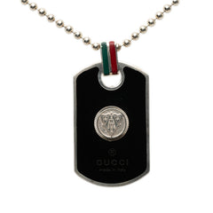 グッチ クレスト シェリーライン ネックレス ドッグタグ ボールチェーン シルバー マルチカラー SV925 シルバー レディース GUCCI 【中古】