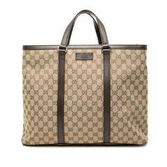 グッチ GGキャンバス トートバッグ ハンドバッグ 449169 ベージュ ブラウン キャンバス レザー レディース GUCCI 【中古】