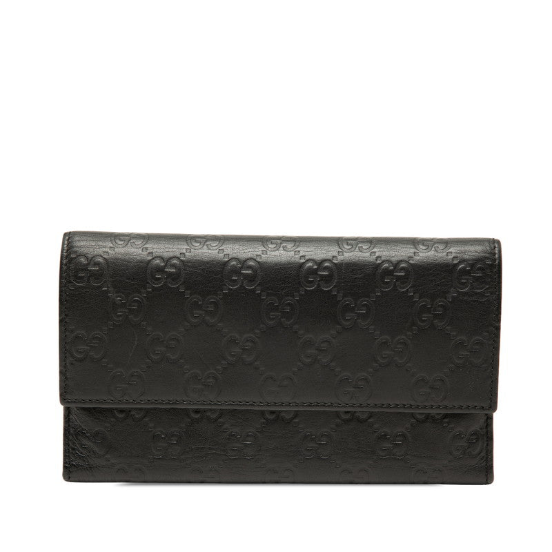 グッチ グッチシマ 三つ折り 長財布 257303 ブラック レザー レディース GUCCI 【中古】