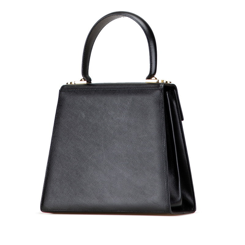 サルヴァトーレフェラガモ ガンチーニ ハンドバッグ ショルダーバッグ 2WAY ブラック レザー レディース Salvatore Ferragamo 【中古】