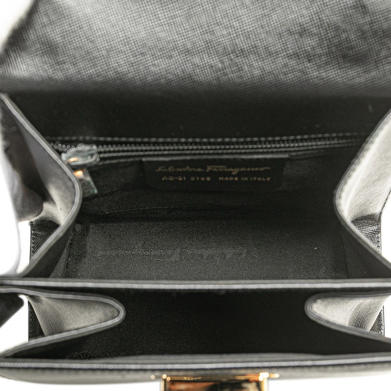 サルヴァトーレフェラガモ ガンチーニ ハンドバッグ ショルダーバッグ 2WAY ブラック レザー レディース Salvatore Ferragamo 【中古】