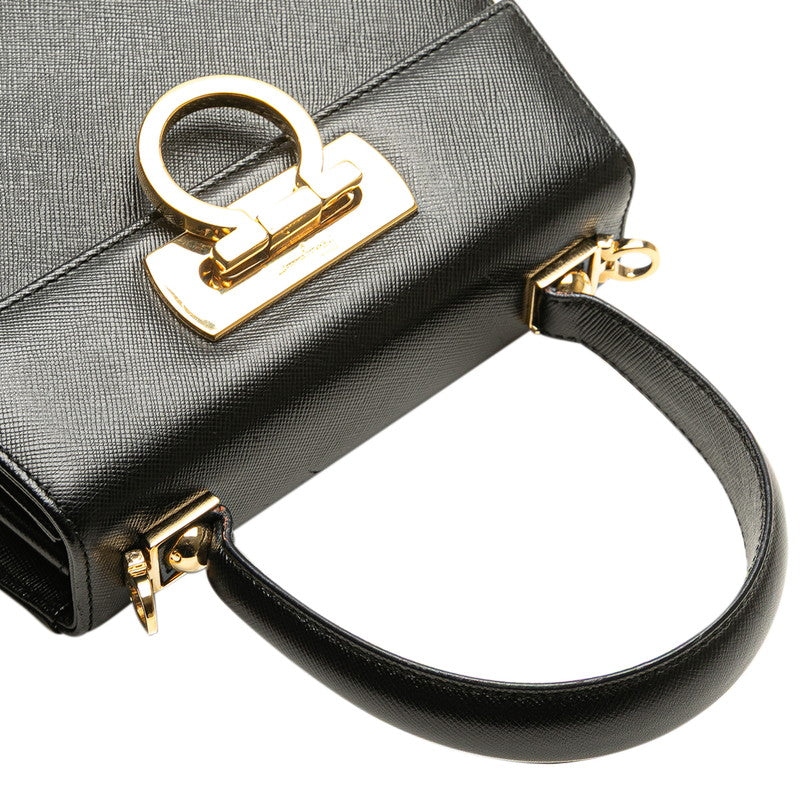 サルヴァトーレフェラガモ ガンチーニ ハンドバッグ ショルダーバッグ 2WAY ブラック レザー レディース Salvatore Ferragamo 【中古】
