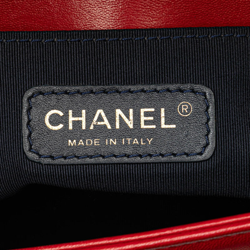 シャネル マトラッセ ボーイシャネル ココマーク チェーン ショルダーバッグ レッド グリーン ベロア レザー レディース CHANEL 【中古】