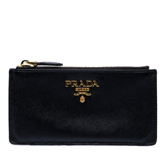 プラダ サフィアーノ フラグメントケース コインケース 1MC054 ブラック レザー レディース PRADA 中古