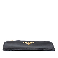 プラダ サフィアーノ フラグメントケース コインケース 1MC054 ブラック レザー レディース PRADA 中古