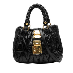 ミュウミュウ マテラッセ ハンドバッグ ショルダーバッグ 2WAY ブラック レザー レディース MIUMIU 【中古】