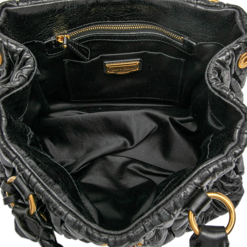 ミュウミュウ マテラッセ ハンドバッグ ショルダーバッグ 2WAY ブラック レザー レディース MIUMIU 【中古】