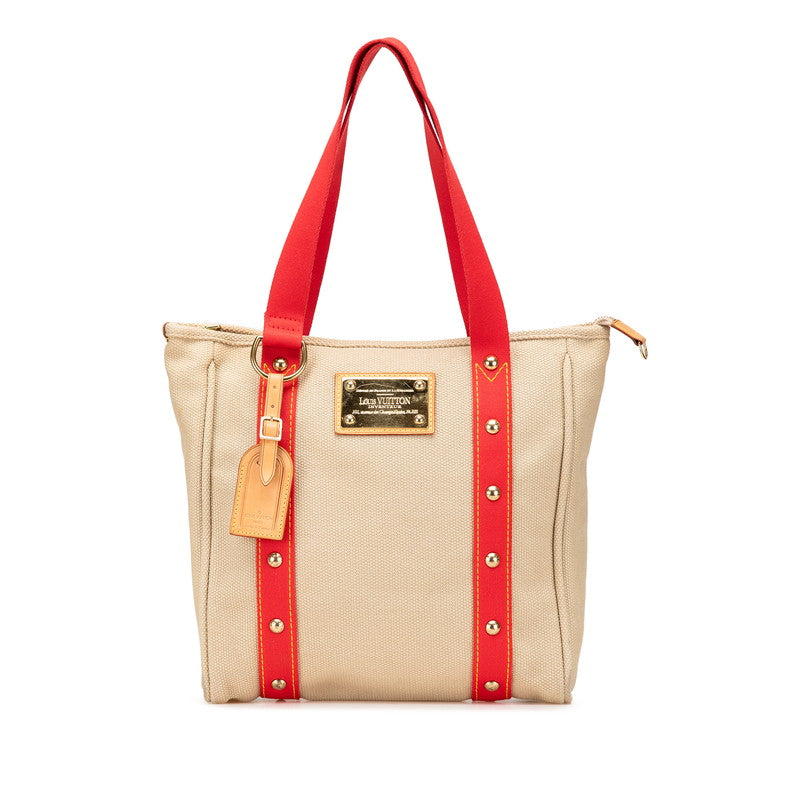 ルイ ヴィトン アンティグア カバMM トートバッグ ショルダーバッグ M40035 レッド ベージュ キャンバス レザー レディース LOUIS VUITTON 【中古】