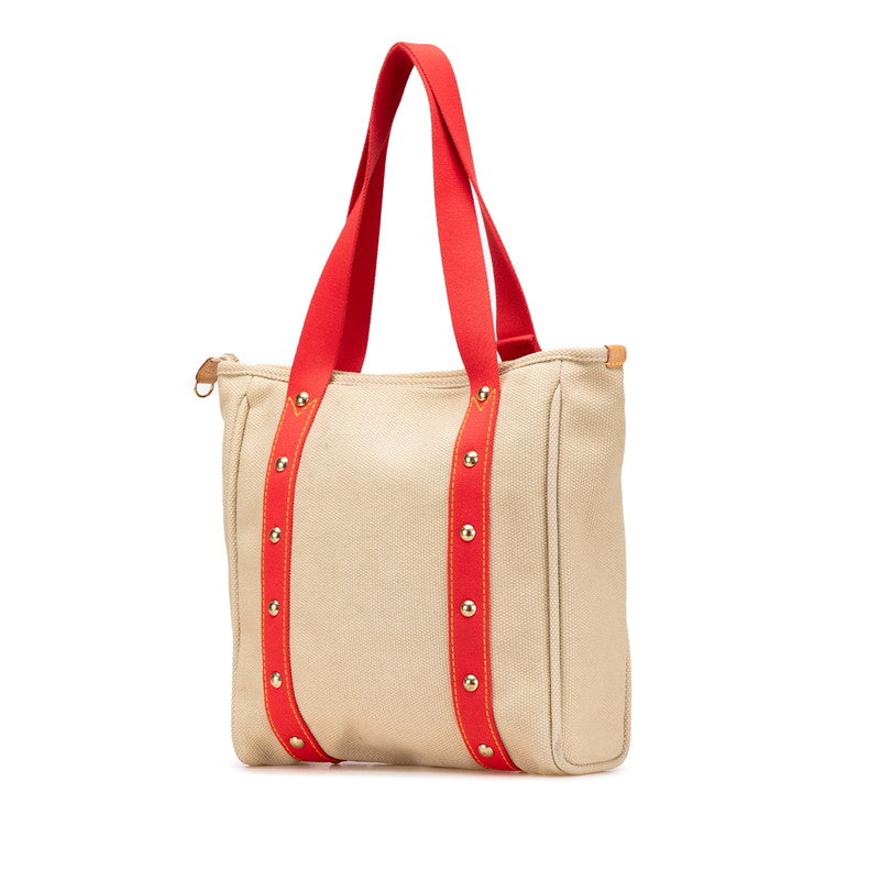 ルイ ヴィトン アンティグア カバMM トートバッグ ショルダーバッグ M40035 レッド ベージュ キャンバス レザー レディース LOUIS VUITTON 【中古】