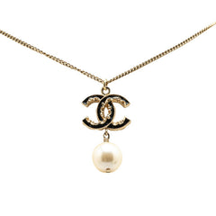 シャネル ココマーク ネックレス ゴールド ブラック メッキ フェイクパール レディース CHANEL 【中古】