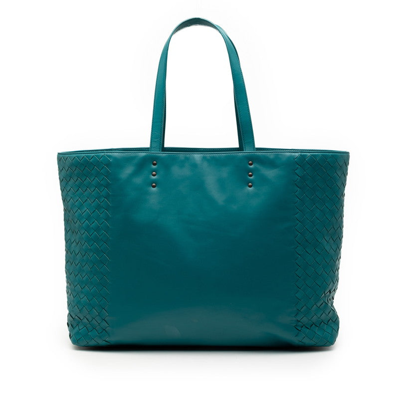 ボッテガヴェネタ イントレチャート トートバッグ ハンドバッグ ブルー系 レザー レディース BOTTEGAVENETA 【中古】